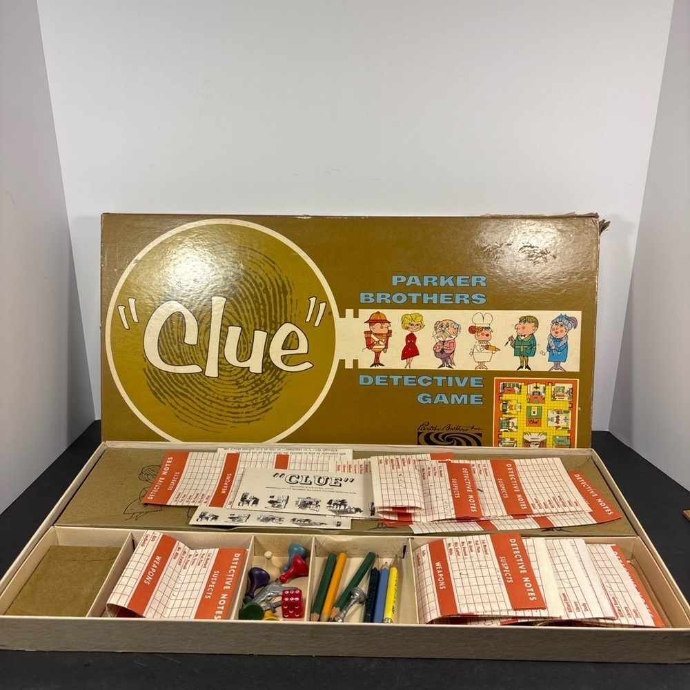 Vintage 1963 Clue Board Game Parker Brothers Detective Game